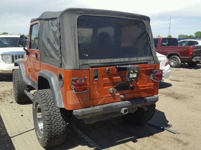 1J4FA49S41P365044 - 2001 JEEP WRANGLER / ORANGE photo 3