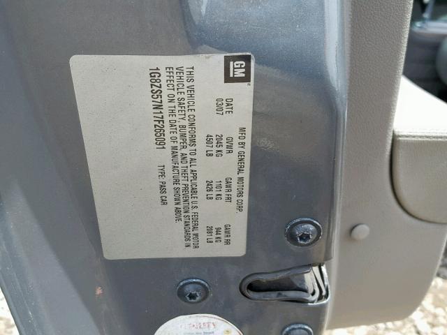 1G8ZS57N17F265091 - 2007 SATURN AURA XE GRAY photo 10