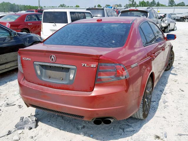 19UUA76597A046796 - 2007 ACURA TL TYPE S RED photo 4