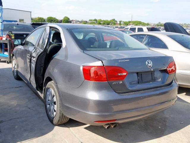 3VW2K7AJ7DM400799 - 2013 VOLKSWAGEN JETTA BASE GRAY photo 3