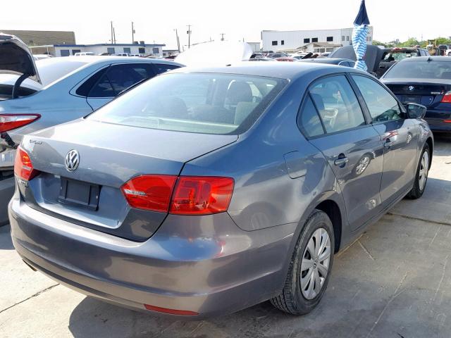 3VW2K7AJ7DM400799 - 2013 VOLKSWAGEN JETTA BASE GRAY photo 4