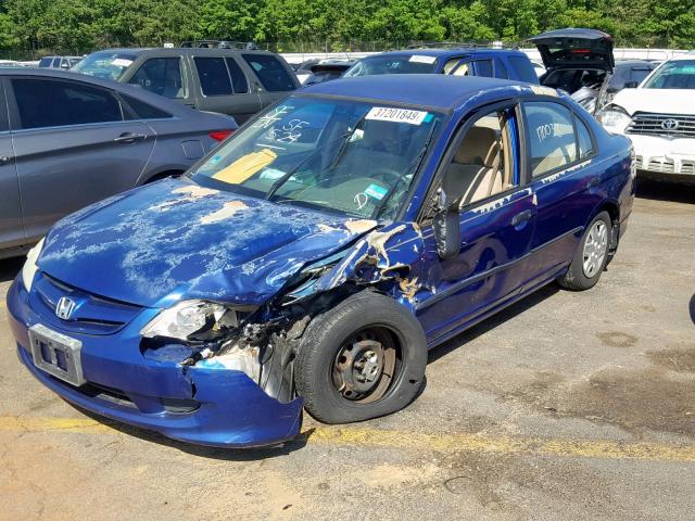 2HGES16375H511197 - 2005 HONDA CIVIC DX V BLUE photo 2