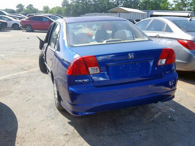 2HGES16375H511197 - 2005 HONDA CIVIC DX V BLUE photo 3