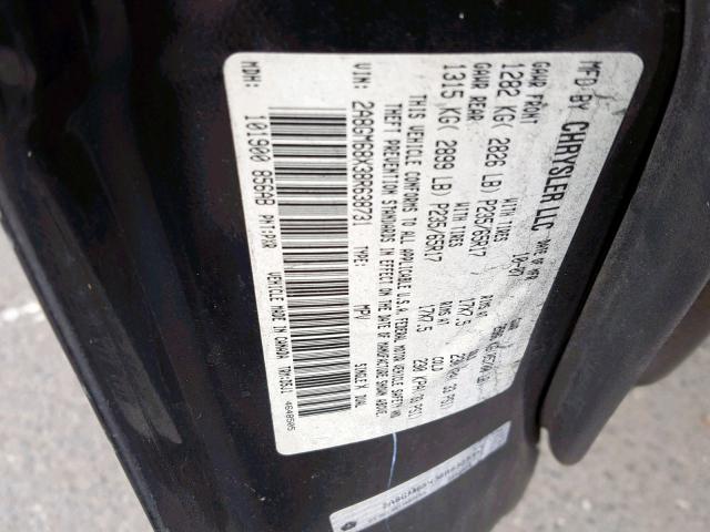 2A8GM68X38R638731 - 2008 CHRYSLER PACIFICA T BLACK photo 10