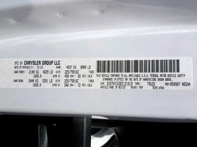 3C6TRVCG3EE121619 - 2014 RAM PROMASTER 白色 照片 10