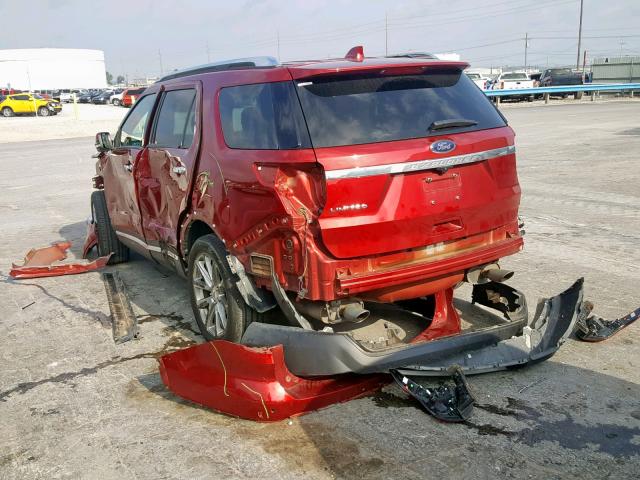 1FM5K7F80HGB81718 - 2017 FORD EXPLORER L RED photo 3