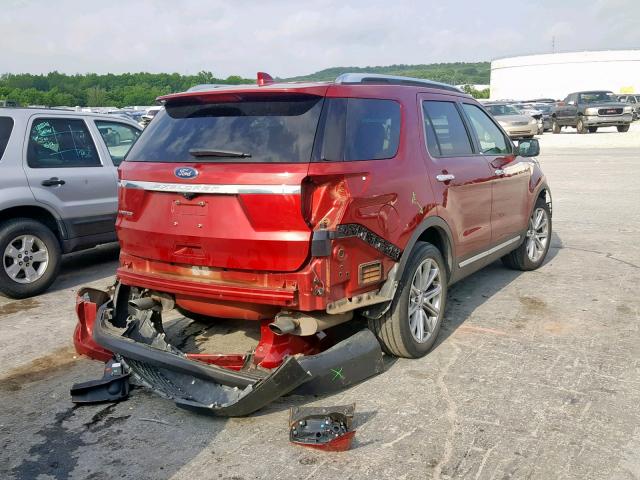 1FM5K7F80HGB81718 - 2017 FORD EXPLORER L RED photo 4