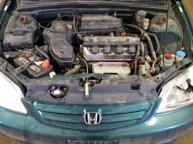 2HGES15211H608625 - 2001 HONDA CIVIC DX GREEN photo 7