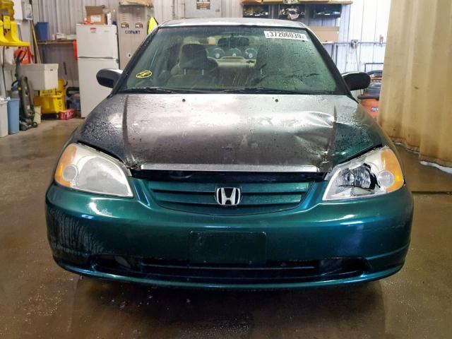 2HGES15211H608625 - 2001 HONDA CIVIC DX GREEN photo 9