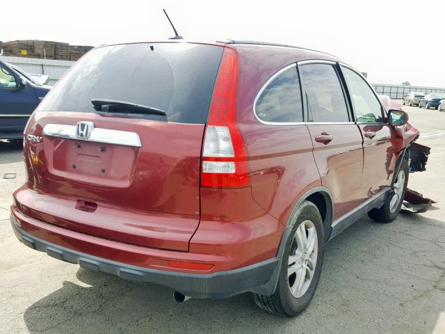 JHLRE3H71AC008297 - 2010 HONDA CR-V EXL RED photo 4