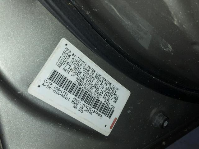 JT8BF28G9W5031262 - 1998 LEXUS ES 300 GRAY photo 10