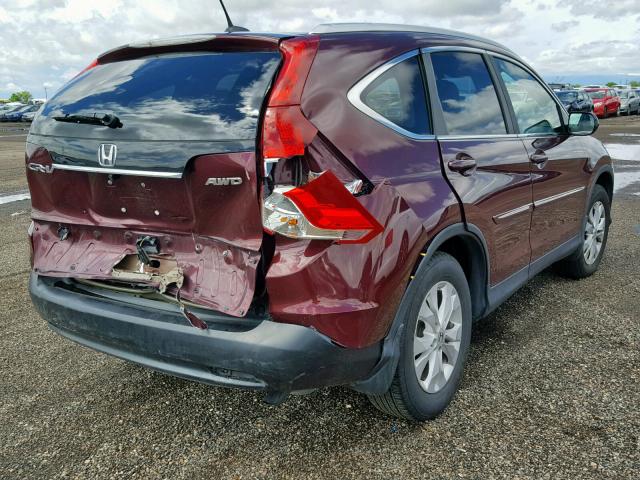 5J6RM4H7XCL053340 - 2012 HONDA CR-V EXL RED photo 4