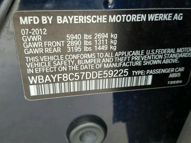 WBAYF8C57DDE59225 - 2013 BMW 750LI XDRI BLUE photo 10