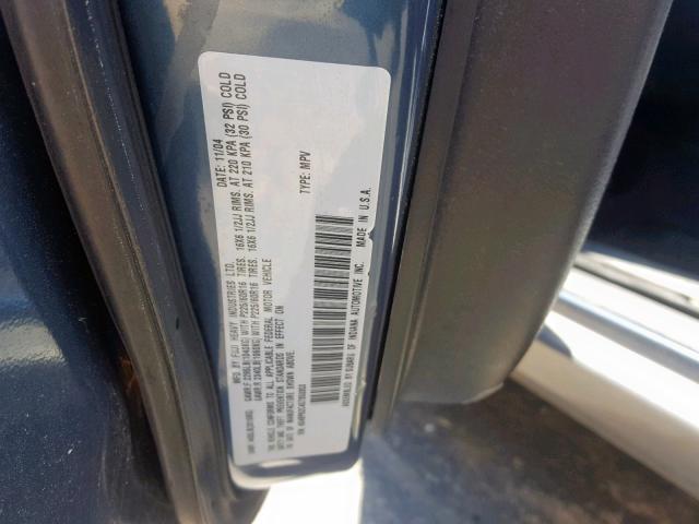 4S4BP62C457350353 - 2005 SUBARU LEGACY OUT BLUE photo 10