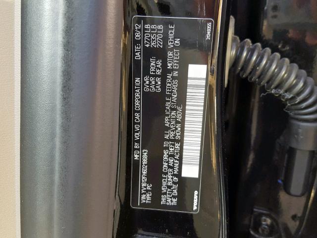 YV1612FH6D2186843 - 2013 VOLVO S60 T5 BLACK photo 10