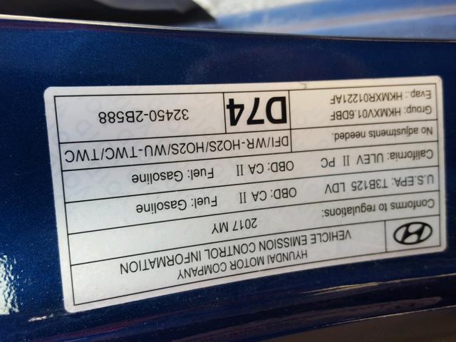 KMHCT4AE9HU326854 - 2017 HYUNDAI ACCENT SE BLUE photo 10