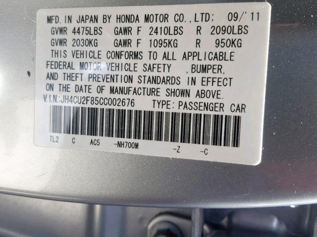 JH4CU2F85CC002676 - 2012 ACURA TSX SE SILVER photo 10