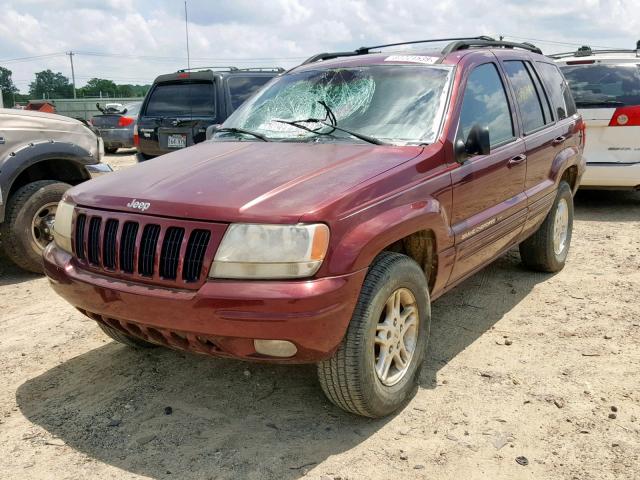 1J4G258S8YC237139 - 2000 JEEP GRAND CHER MAROON photo 2