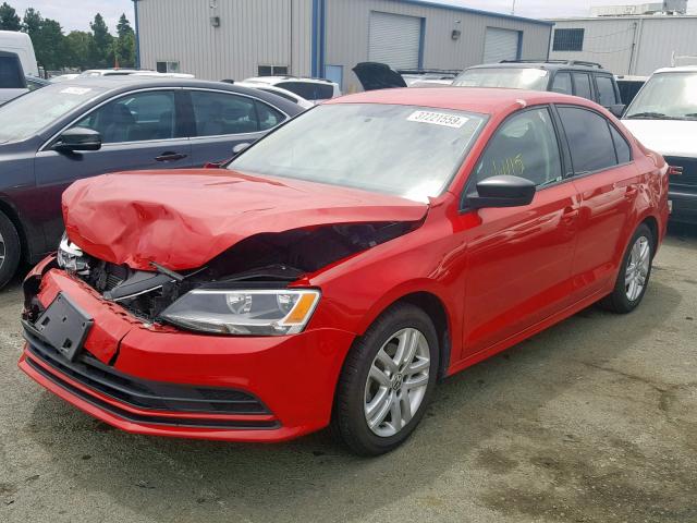 3VW2K7AJ2FM253309 - 2015 VOLKSWAGEN JETTA BASE RED photo 2