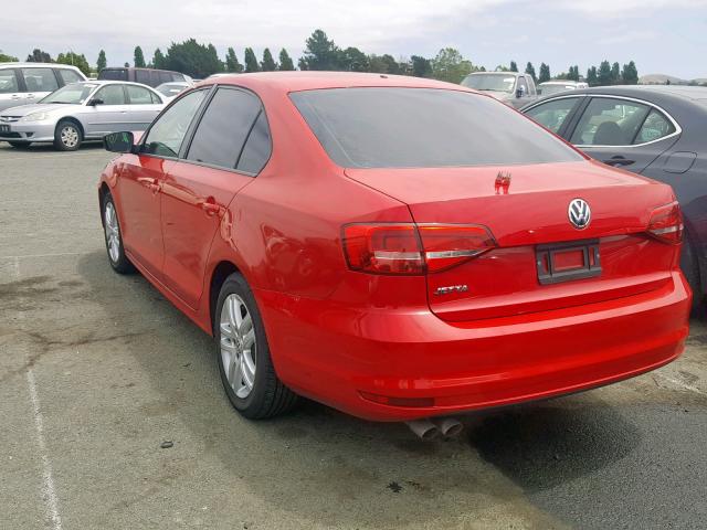 3VW2K7AJ2FM253309 - 2015 VOLKSWAGEN JETTA BASE RED photo 3