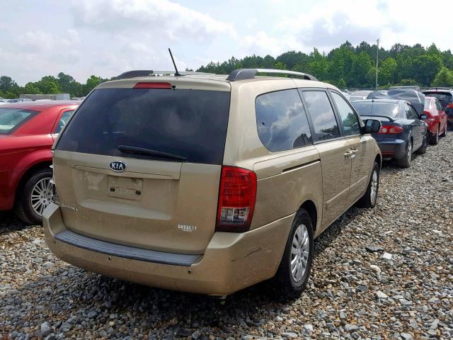 KNDMG4C76B6389191 - 2011 KIA SEDONA LX TAN photo 4