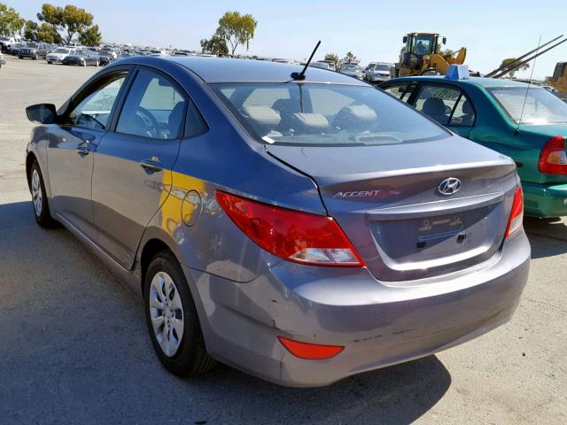 KMHCT4AE6GU063219 - 2016 HYUNDAI ACCENT SE GRAY photo 3