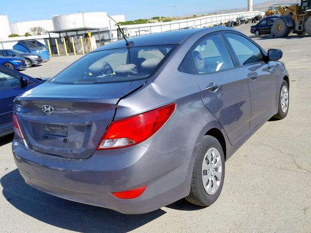 KMHCT4AE6GU063219 - 2016 HYUNDAI ACCENT SE GRAY photo 4