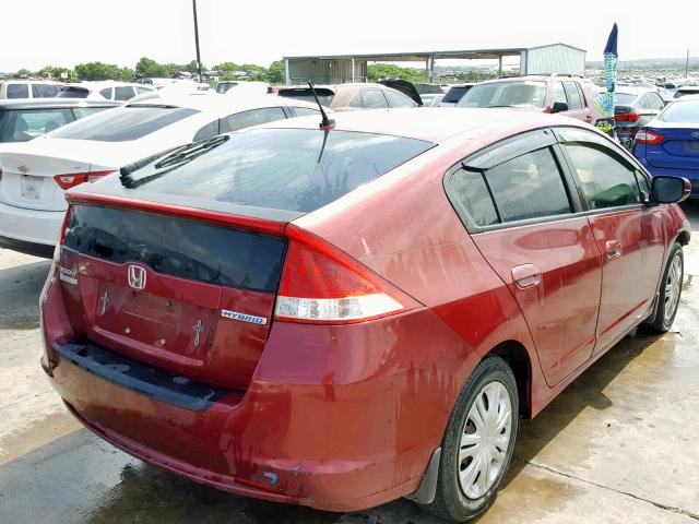 JHMZE2H55AS015067 - 2010 HONDA INSIGHT LX MAROON photo 4