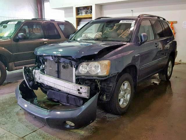 JTEHF21A720071182 - 2002 TOYOTA HIGHLANDER BLUE photo 2