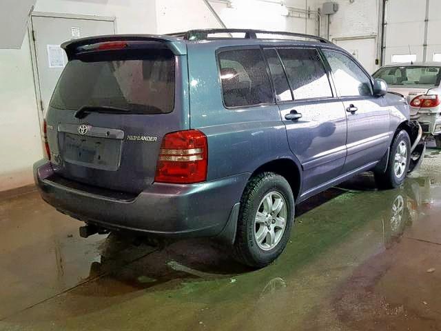 JTEHF21A720071182 - 2002 TOYOTA HIGHLANDER BLUE photo 4