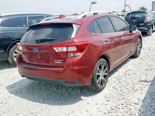 4S3GTAT65H3723624 - 2017 SUBARU IMPREZA LI RED photo 4