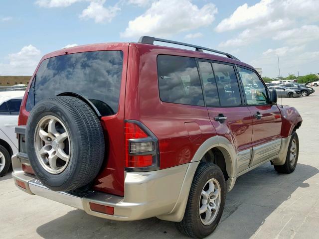 JA4MW31R82J024617 - 2002 MITSUBISHI MONTERO XL BURGUNDY photo 4