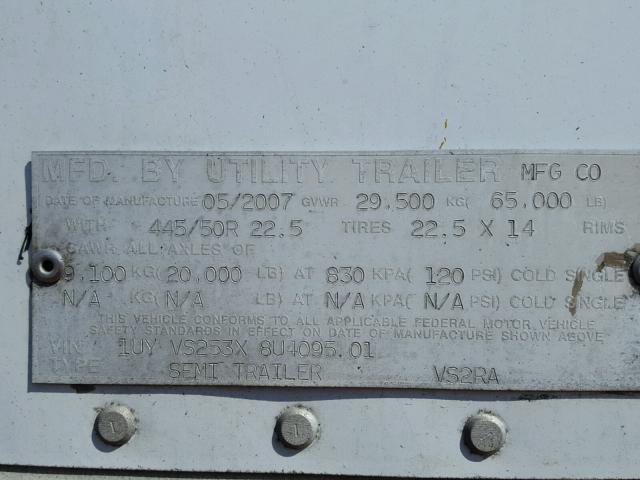 1UYVS253X8U409501 - 2008 UTILITY REEFER WHITE photo 10