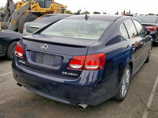 JTHBC96S375007789 - 2007 LEXUS GS 450H BLUE photo 4