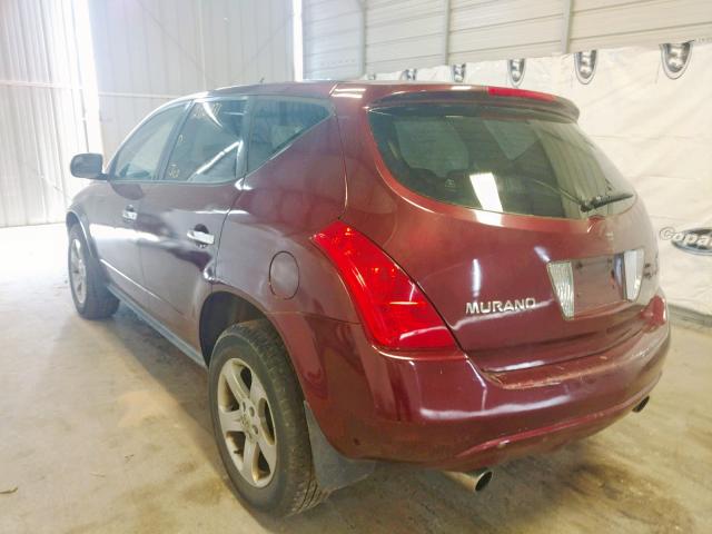 JN8AZ08W05W435533 - 2005 NISSAN MURANO SL BURGUNDY photo 3