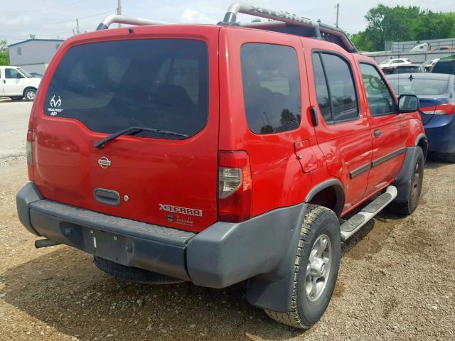 5N1ED28T31C533587 - 2001 NISSAN XTERRA XE RED photo 4