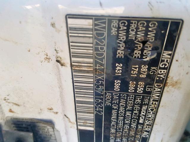 WD2PD744X55716342 - 2005 DODGE 2500 WHITE photo 10