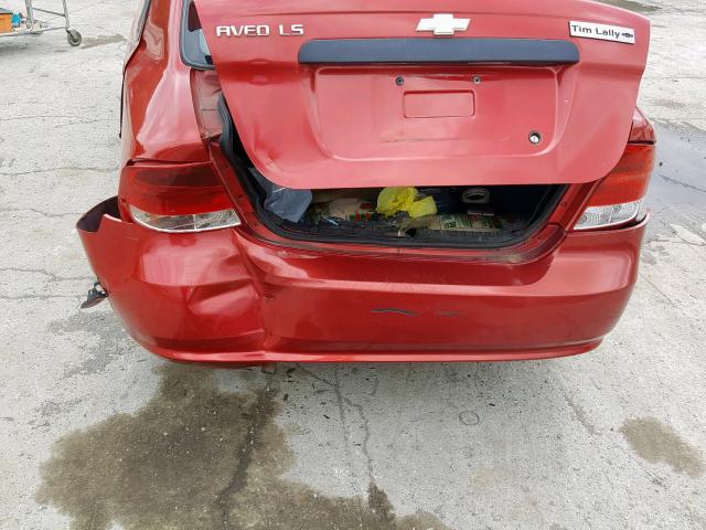 KL1TD56666B551855 - 2006 CHEVROLET AVEO BASE RED photo 9