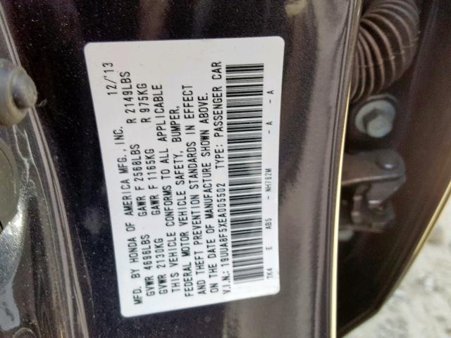 19UUA8F5XEA005502 - 2014 ACURA TL TECH BLACK photo 10