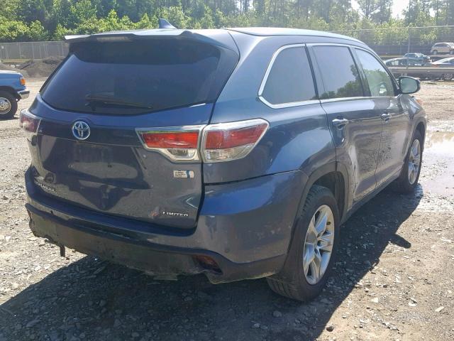 5TDDCRFH2FS010173 - 2015 TOYOTA HIGHLANDER BLUE photo 4