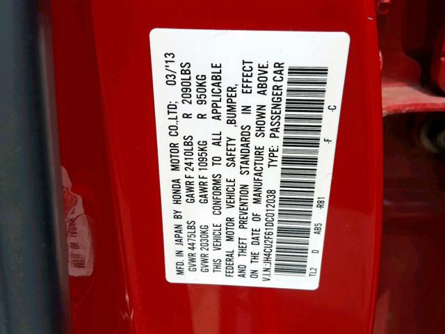 JH4CU2F61DC012038 - 2013 ACURA TSX TECH RED photo 10