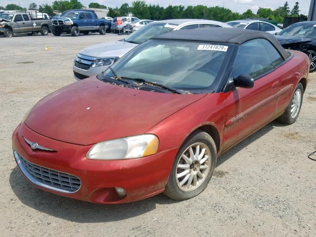 1C3EL55U31N660161 - 2001 CHRYSLER SEBRING LX BURGUNDY photo 2