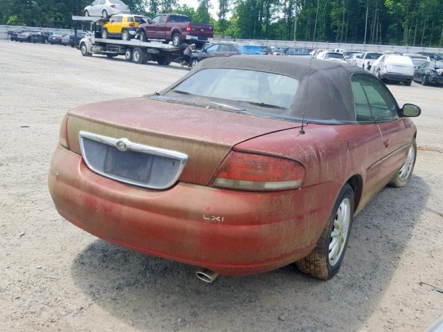 1C3EL55U31N660161 - 2001 CHRYSLER SEBRING LX BURGUNDY photo 4