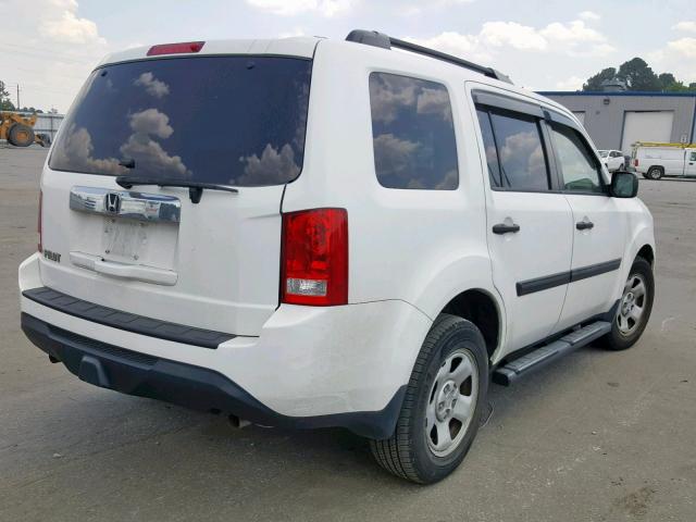 5FNYF3H23CB029667 - 2012 HONDA PILOT LX WHITE photo 4