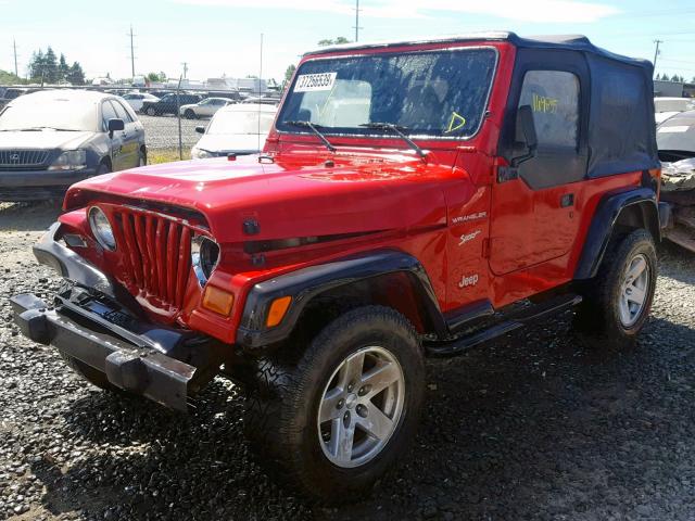 1J4FA49S12P705428 - 2002 JEEP WRANGLER / RED photo 2