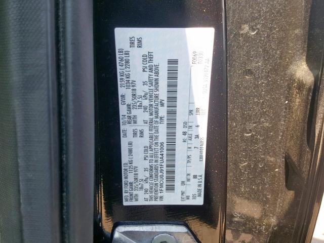 1FMCU0J91FUA41006 - 2015 FORD ESCAPE TIT BLACK photo 10