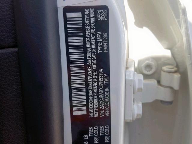 ZACCJBABXJPH53794 - 2018 JEEP RENEGADE S WHITE photo 10