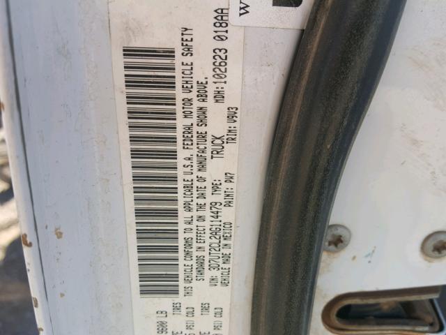 3D7UT2CL2AG114479 - 2010 DODGE RAM 2500 WHITE photo 10