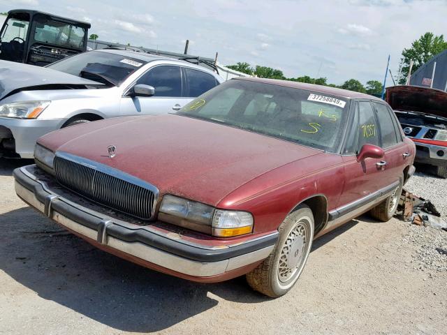 1G4CW53L2M1651768 - 1991 BUICK PARK AVENU MAROON photo 2