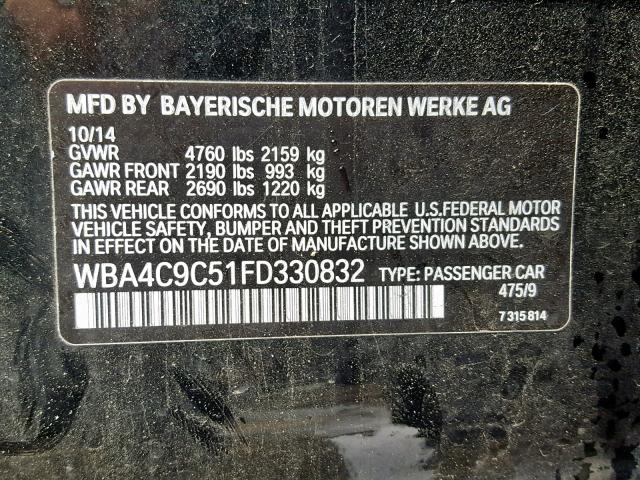 WBA4C9C51FD330832 - 2015 BMW 428 XI BLACK photo 10